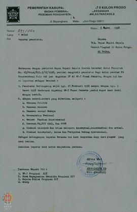 ▪ Surat Surat dari Kepala BP-7 untukcamat se Kabupaten Dati II Kulon Progo tentang permintaan per...