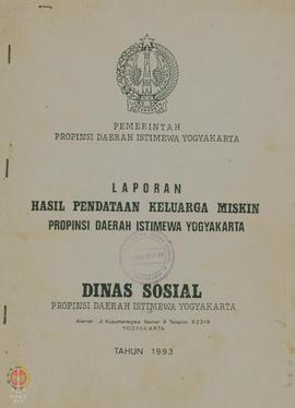 Laporan Pendataan  Keluarga Miskin Provinsi Daerah Istimewa Yogyakarta Dinas Sosial tahun 1993.
