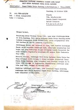 Surat dari Kepala Bagian Humas Persatuan Wartawan Indonesia Cabang Jawa Barat unit Kerja Wartawan...