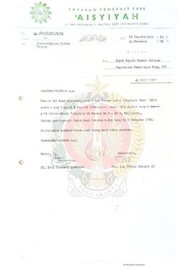 Surat dari Pengurus Yayasan Penerbit Pers Aisyiyah kepada Kepala Kantor Wilayah Penerangan Provin...