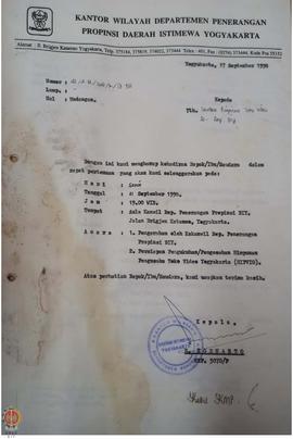Bendel surat dari Kepala Kantor Wilayah Departemen Penerangan Provinsi Daerah Istimewa Yogyakarta...