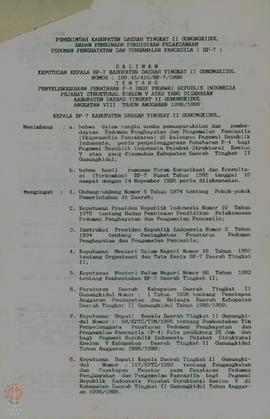 Salinan Surat Keputusan Kepala BP-7 Kabupaten Dati II Gunungkidul Nomor 188.45/410/BP-7/1998 tent...