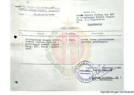 Surat dari Kantor Wilayah Departemen Penerangan Daerah Istimewa Yogyakarta kepada Kepala Bidang d...