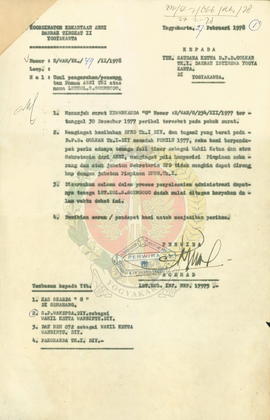Usul penempatan Letkol. S. Sembodo untuk mengisi komposisi Wakil Ketua dan atau Sekretaris DPD da...