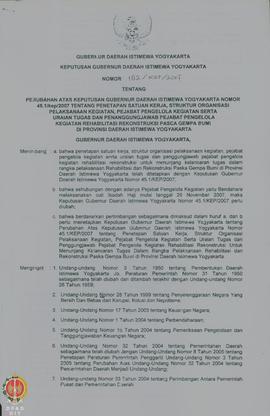 Keputusan Gubernur Daerah Istimewa Yogyakarta Nomor : 182/KEP/2007 tentang Perubahan Atas Keputus...