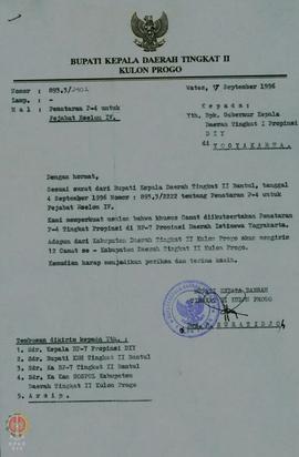 ▪ Surat dari Kepala sekolah Man wates 1 Kulon Progo untuk Bupati Kepala Dati II Kulon Progo No: 1...