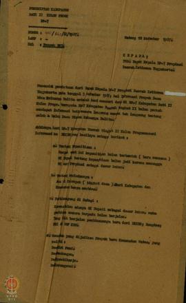 Surat dari Kepala BP-7 Dati II Kulon Progo untuk kepala BP-7 Propinsi DIY No: 441/863/II/1987 Tan...