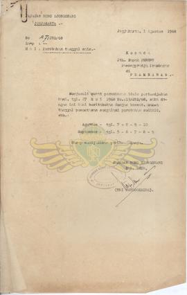 Surat dari Yayasan Rarajongrang kepada Panewu Pamong Praja Prambanan tanggal 1 Agustus 1968 tenta...