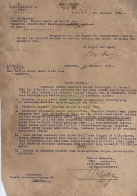 Surat dari Sekretaris Wedana Ambarawa kepada Asisten Wedana di Ngawi tanggal 21 Januari 1936, ten...