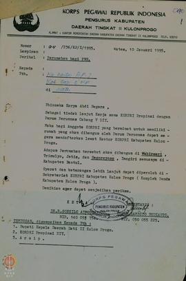 Surat dari Bupati Kepala Daerah Tingkat II Kulon Progo untuk Kepala BP-7 Kabupaten Dati II Kulon ...