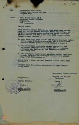 Surat dari pembina LCT P-4 SMP Bendungan, tertanggal 22 Agustus 1994 tentang permohonan surat ket...