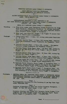 Salinan Surat Keputusan Kepala BP-7 Kabupaten Dati II Gunungkidul tentang penyelenggaraan Penatar...