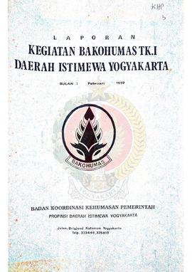 Laporan Kegiatan  Badan Koordinasi Kehumasan Pemerintah Tingkat I Daerah Istimewa Yogyakarta Bula...