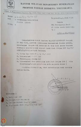 Surat dari Kepala Kantor Wilayah Departemen Penerangan Provinsi Daerah Istimewa Yogyakarta kepada...