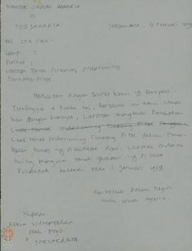 Surat dari Kantoor voor Agrarische Zaken (Kantor Urusan Agraria) di Jogjakarta kepada Voorzitter ...