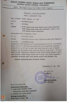 Surat Keterangan dari Sekretaris yang bertindak atas nama Ketua Badan Pembina Radio Siaran Non Pe...