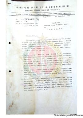 Surat dari Gubernur Kepala Daerah  Daerah Istimewa Yogyakarta ub. Ketua Badan Pembina Radio Siara...