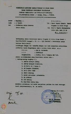 Surat dari Kepala BP-7 Kabupaten Dati II Kulon Progo untuk Bupati Kepala Daerah Tingkat II Kulon ...