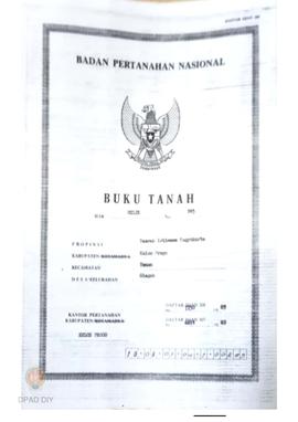 Buku Hak Milik tanah No. 295 atas nama KGPAA Pakualam VIII di Kecamatan Temon Desa Glagah