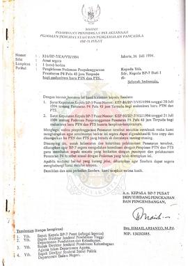 Surat dari Deputi Bidang Pengkajian dan Pengembangan atas nama Kepala BP-7 Pusat kepada Kepala BP...