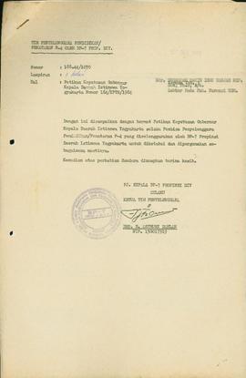 Bendel Petikan Keputusan Gubernur Kepala Daerah Istimewa Yogyakarta selaku Pembina Penyelenggara ...