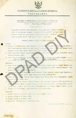 Surat Keputusan Gubernur Kepala DIY No. 15/Id2/KPTS/1988 tentang Pengesahan Putusan Desa Kaluraha...