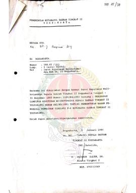Surat Keputusan Walikotamadya Kepala Daerah Tingkat II Yogyakarta Nomor: 1109/KD/1993 tentang Per...