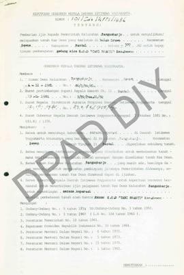 Surat Keputusan Gubernur DIY No. 101/Id2/KPTS/1986 tentang pemberian ijin kepada Pemerintah Kalur...