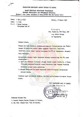 Surat dari Kepala BP-7 Kabupaten Dati II Bantul kepada Kepla BP-7 Provinsi Daerah Istimewa Yogyak...