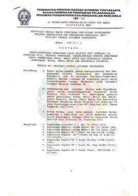Keputusan Kepala BP-7 Provinsi Daerah Istimewa Yogyakarta Nomor 893.3/854 Tentang Penyelenggaraan...