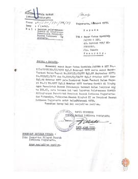 Surat Wakil Kepala Daerah Provinsi DIY No. K1/ I. 30/ 771/ Rhs/ 79 kepada Ketua Opstibda Jateng d...