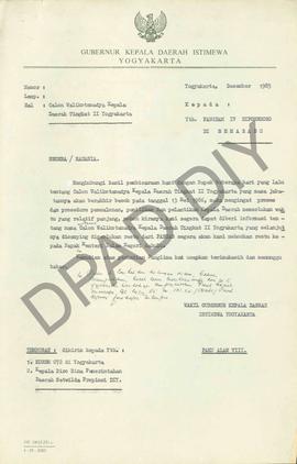 Surat dari Wakil  Gubernur Kepala Daerah DIY kepada Pangdam III Diponegoro di Semarang tentang pe...
