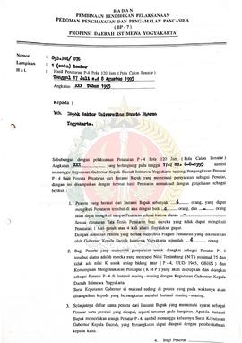 Bendel Surat dari Kepala BP-7 Daerah Istimewa Yogyakarta Kepada Rektor Universitas  Sanata Dharma...