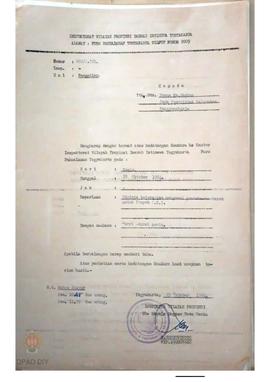 Surat No. 005/A.551 tanggal 25 Oktober 1984 dari Itwilprop DIY kepada semua kabag pemerintah kelu...