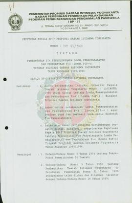 Keputusan Kepala BP-7 Provinsi Daerah Istimewa Yogyakarta No: 188.43/840 tentang Pembentukan Tim ...