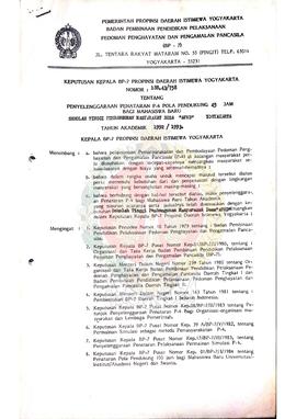 Keputusan Kepala BP-7 Provinsi  Daerah Istimewa Yogyakarta Nomor 188.43/758 tentang Penyelenggara...