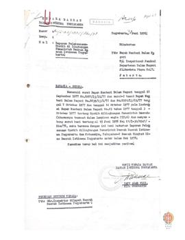 Surat Wakil Kepala Daerah Provinsi DIY No. K1/ I. 30/ 1885/ Rhs/ 78 kepada Mendagri Up. Irjen Dep...
