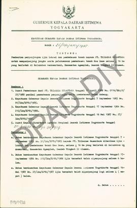 Surat Keputusan Gubernur Kepala Daerah Istimewa Yogyakarta No. 26//Idz/ KPTS/1988  tanggal 27 Apr...