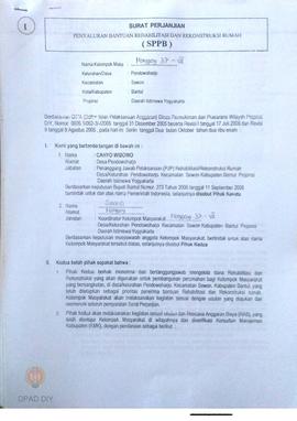 Surat Perjanjian Penyaluran Bantuan Rehabilitasi dan Rekonstruksi Rumah (SPPB),  Nama Kelompok Mo...