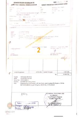 Surat Perintah Pencairan Dana kepada UD Buwana Wiratama untuk Pengadaan Personal Komputer, UPS da...