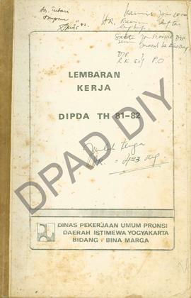 Surat dari Dinas Pekerjaan Umum DIY Bidang Bina Marga perihal Lembaran Kerja DIPDA Tahun 1981-1982.