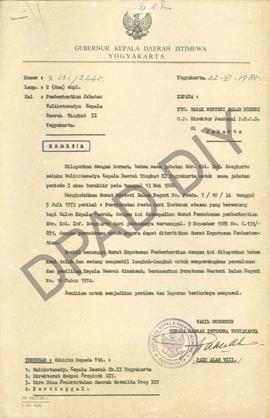 Surat Wakil Gubernur Daerah Istimewa Yogyakarta Paku Alam VIII kepada Menteri Dalam Negeri UP.Dir...