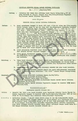 Surat Keputusan Gubernur Kepala DIY Nomor 860/Hak/KPTS/1982 tanggal 30 September 1982 tentang Pem...