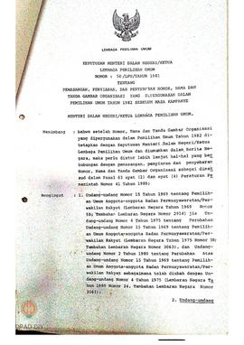 Keputusan Menteri Dalam Negeri / Ketua LPU Nomor 50/ LPU/ tahun 1981 tentang  pemasangan, penyiar...