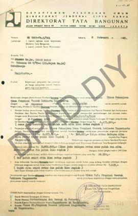 Sk. Diretur tata Bangunan No.  254/KPP/cb/1989 ttg  Persetujuan penjualan rumah Negeri Gol. III t...