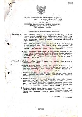 Surat Keputusan Gubernur Kepala Daerah Istimewa Yogyakarta Nomor: 302/KPTS/1993 tentang Pembentuk...