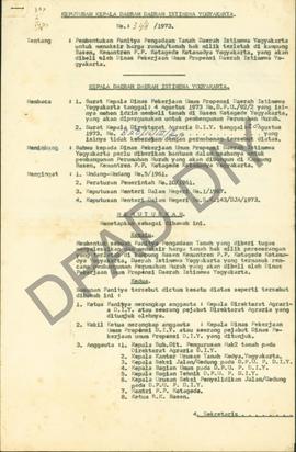 Surat Keputusan Kepala DIY No. 348/1973 tanggal 12 September 1973 tentang pembentukan Panitya P3T...
