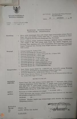 Bendel Kutipan Surat Keputusan Menteri Penerangan Republik Indonesia Nomor : 193/ SK-JP/BK/1989 m...