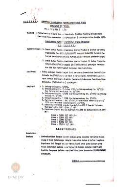 Surat  keputusan Camat/Ketua panitia Pemungutan suara kecamatan Girimulyo No. 12/PPS/1982 tentang...