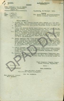 Turunan surat dari Pusat Koperasi Pegawai Negeri DIY tanggal 23 Pebruari 1955 Nomor : 42/ko/55 pe...
